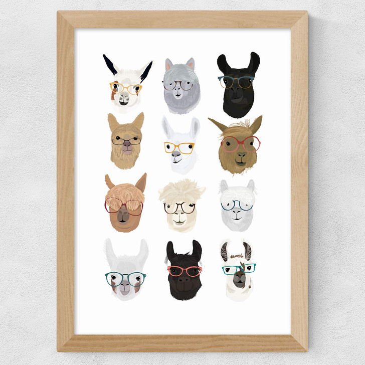Lamas in Glasses Wide Oak Frame