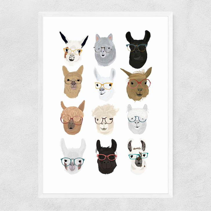 Lamas in Glasses Narrow White Frame