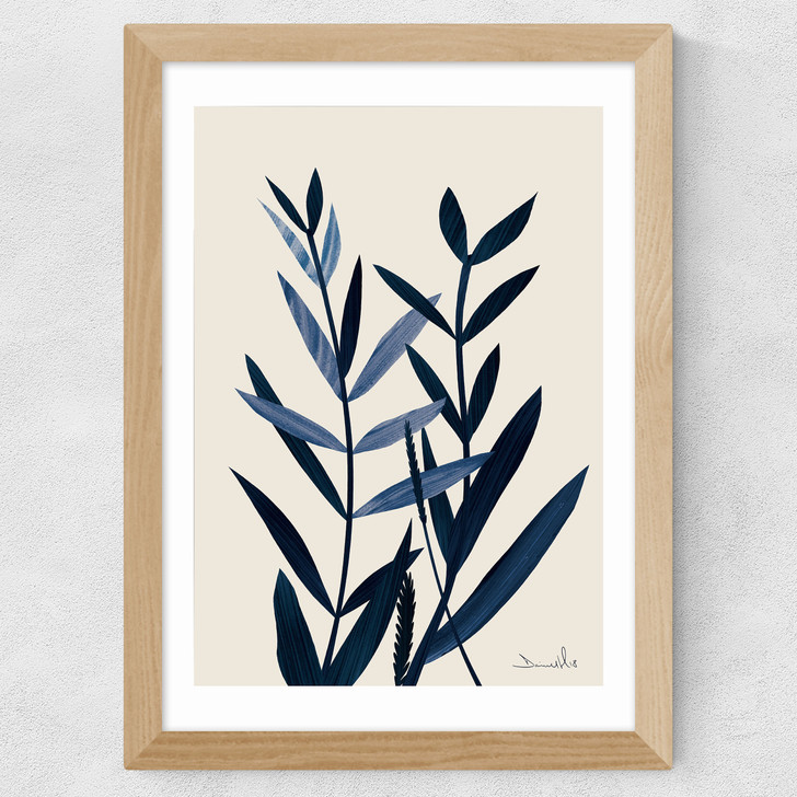 Blue Plant I Wide Oak Frame