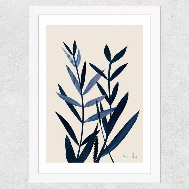 Blue Plant I Wide White Frame