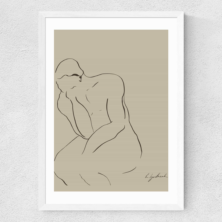Thinking Man Medium White Frame