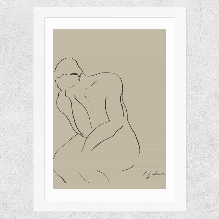 Thinking Man Wide White Frame