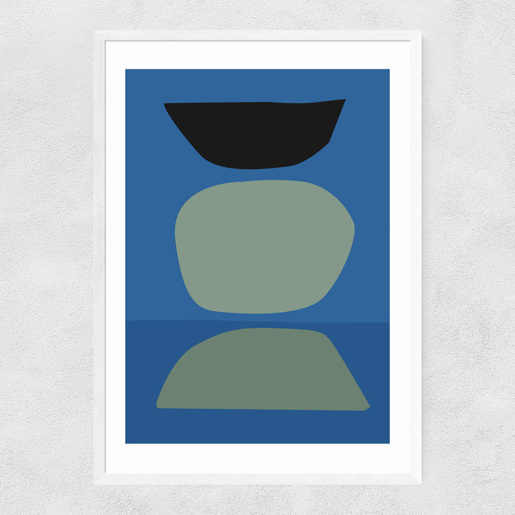 Blue Narrow White Frame