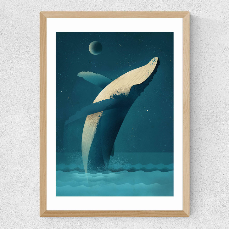 Humpback Whale Medium Oak Frame
