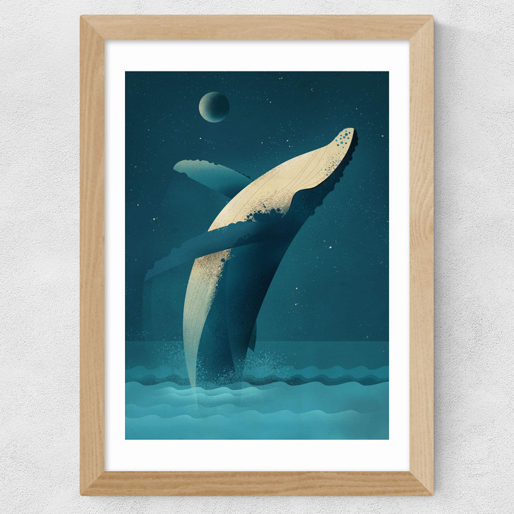 Humpback Whale Wide Oak Frame