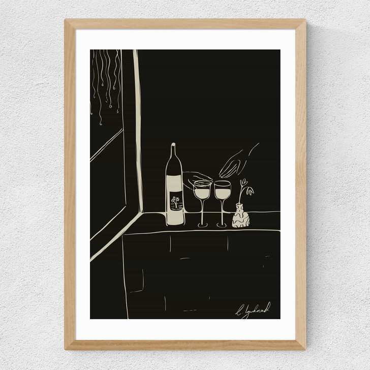 Wine and Friends Medium Oak Frame