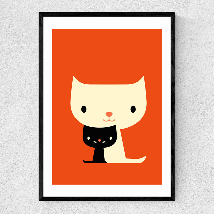 Dicky Bird - Two Cats Narrow Black Frame Dicky Bird - Two Cats Narrow Black Frame