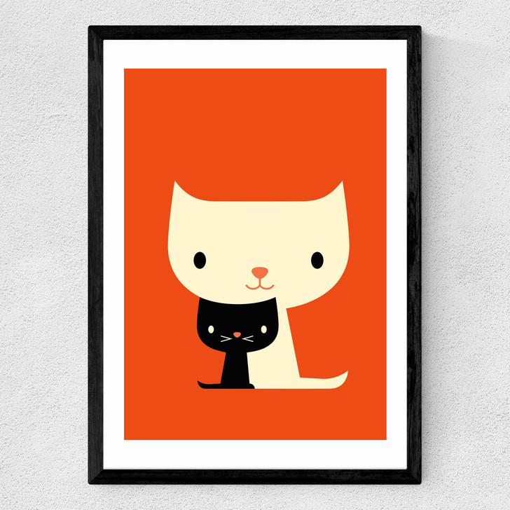 Dicky Bird - Two Cats Medium Black Frame Dicky Bird - Two Cats Medium Black Frame