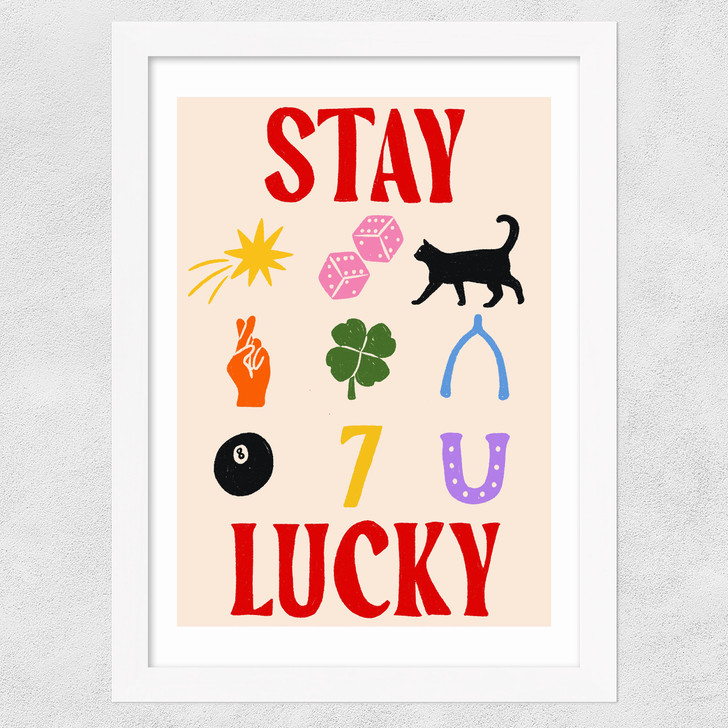 Stay Lucky Wide White Frame