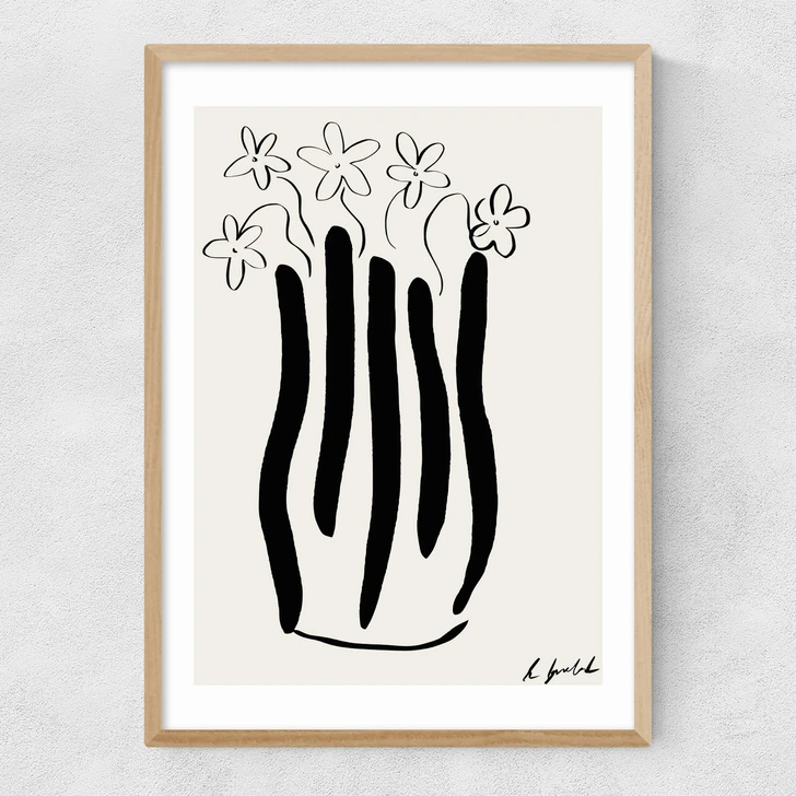 Abstract Vase Narrow Oak Frame