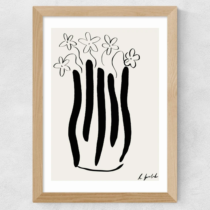 Abstract Vase Wide Oak Frame