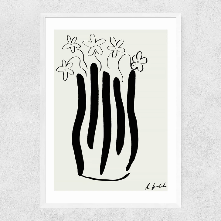 Abstract Vase Narrow White Frame