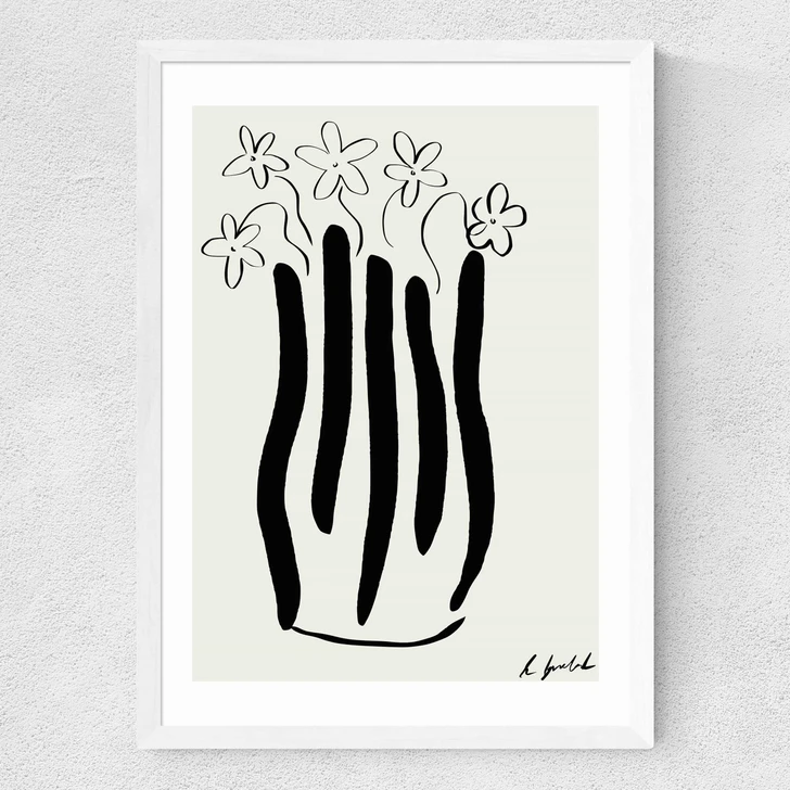 Abstract Vase Medium White Frame