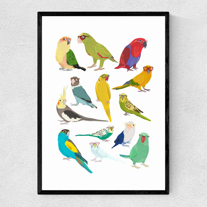 Parrots Narrow Black Frame Parrots Narrow Black Frame