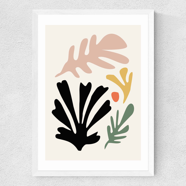 Abstract Cut-out I Medium White Frame