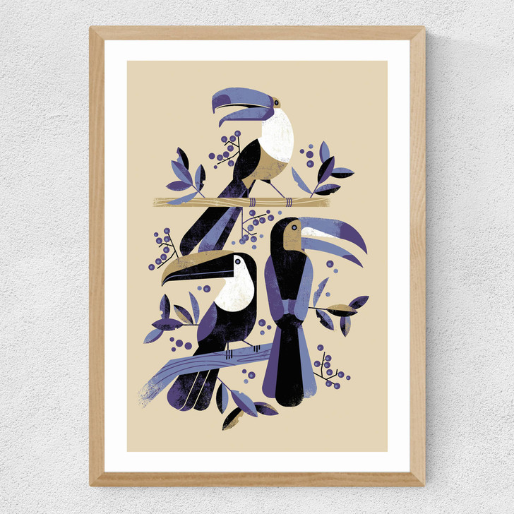 Toucans Medium Oak Frame Toucans Medium Oak Frame