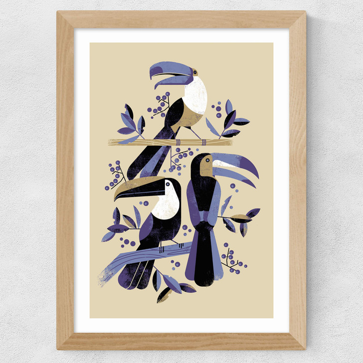 Toucans Wide Oak Frame Toucans Wide Oak Frame