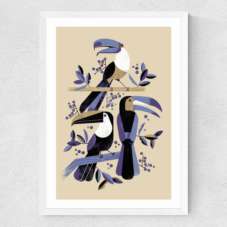Toucans Medium White Frame