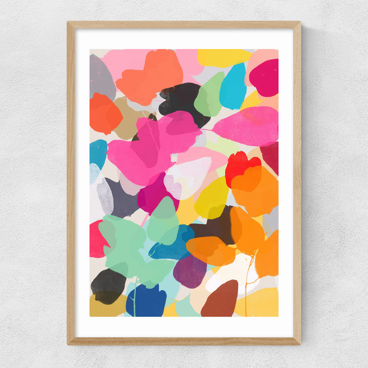 Golden Rain I Narrow Oak Frame