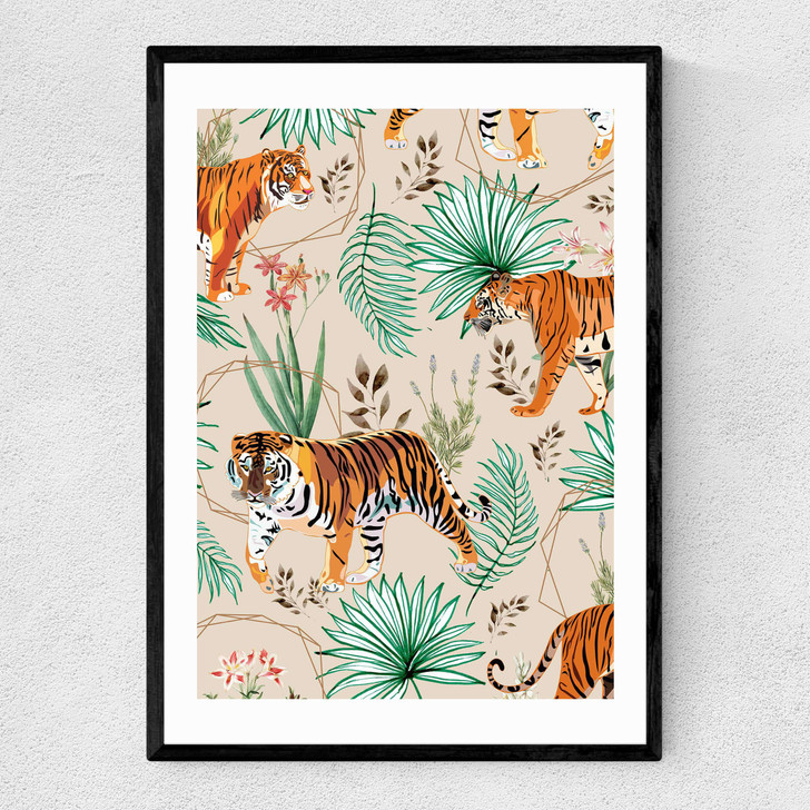 Tropical & Tigers Narrow Black Frame Tropical & Tigers Narrow Black Frame