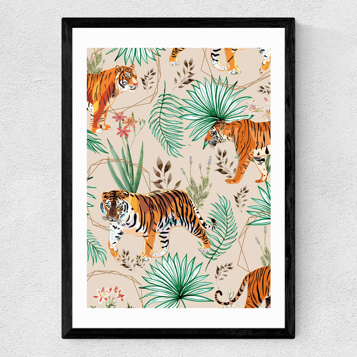 Tropical & Tigers Medium Black Frame