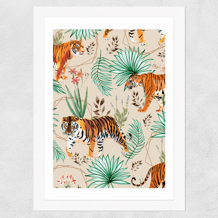 Tropical & Tigers Wide White Frame