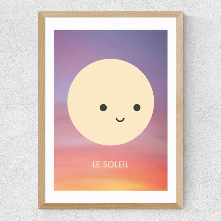 Le Soleil by Dicky Bird Medium Oak Frame