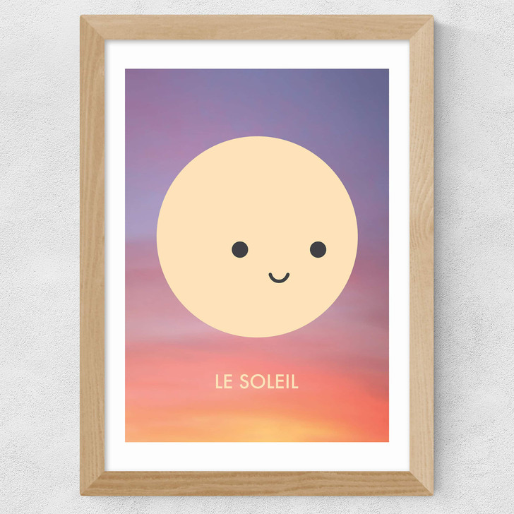 Le Soleil by Dicky Bird Wide Oak Frame
