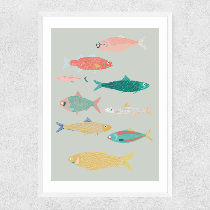 Fish Narrow White Frame