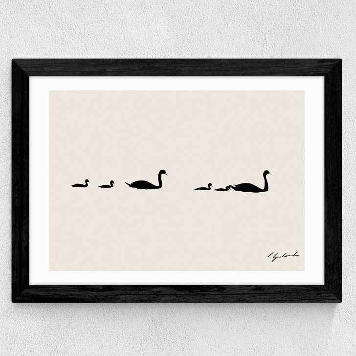 Swan Family Wide Black Frame