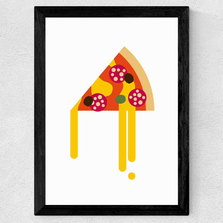 Pizza by Dicky Bird Wide Black Frame
