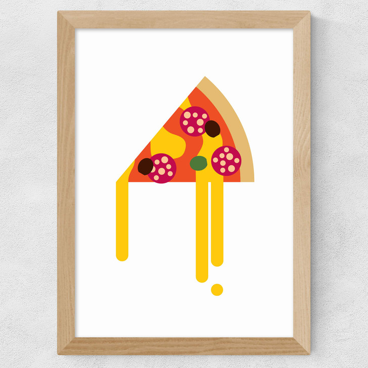 Pizza by Dicky Bird Wide Oak Frame