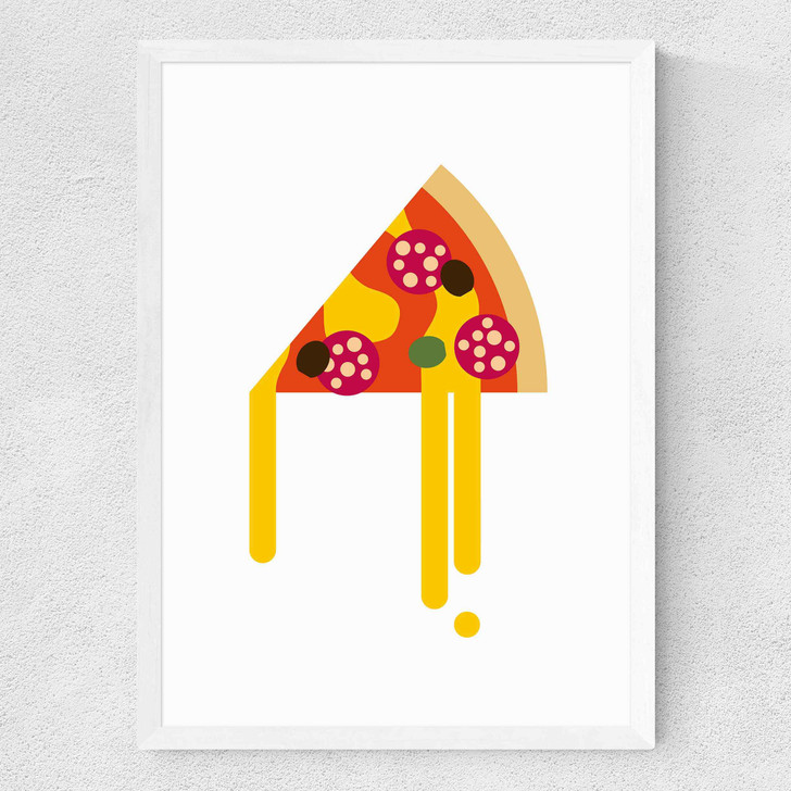 Pizza by Dicky Bird Medium White Frame