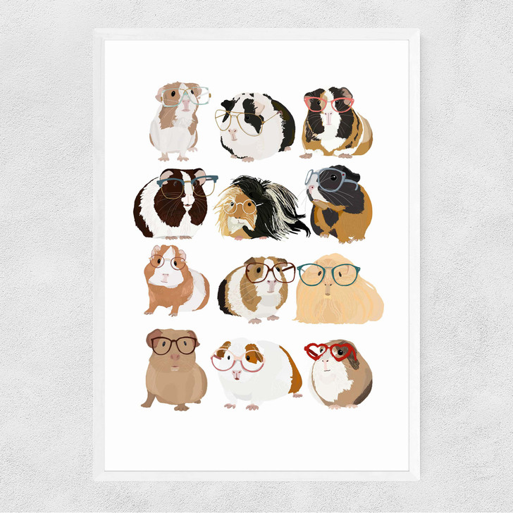 Guinea Pigs Wearing Glasses Narrow White Frame Guinea Pigs Wearing Glasses Narrow White Frame