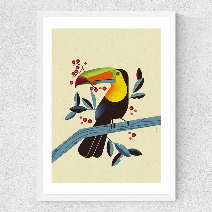 Toucan 2 by Dieter Braun Medium White Frame