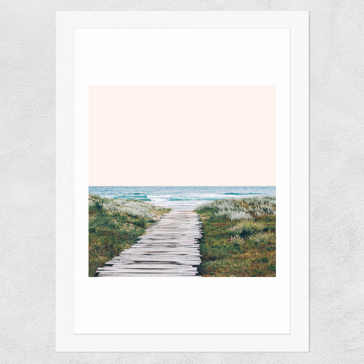 The Ocean Is Calling Wide White Frame