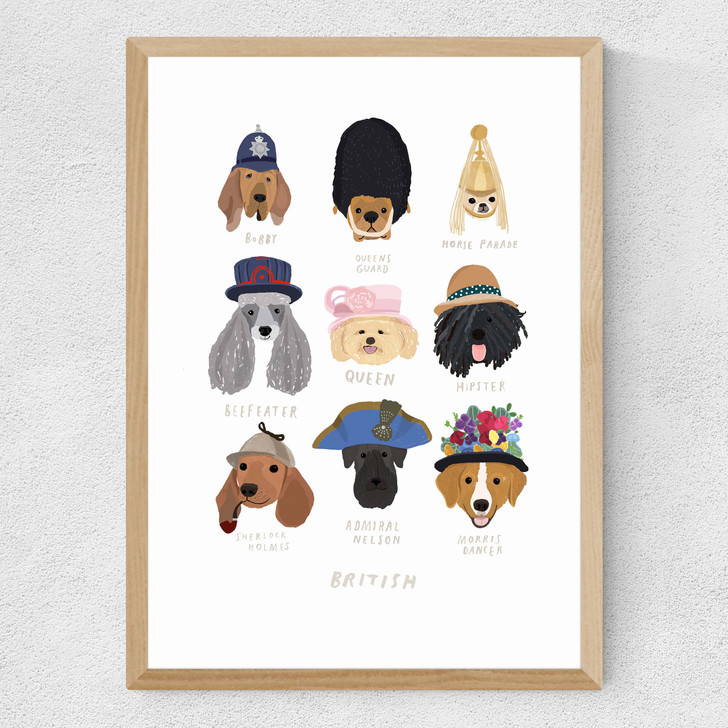 British Dogs Medium Oak Frame British Dogs Medium Oak Frame