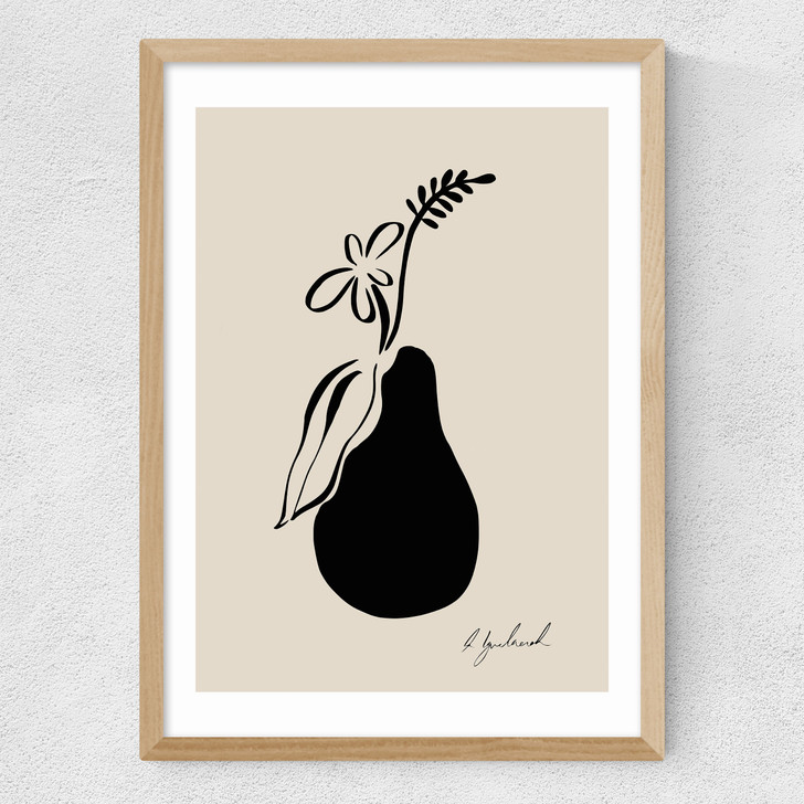 Floral Pear Medium Oak Frame