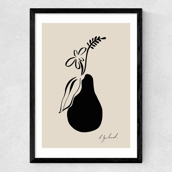 Floral Pear Medium Black Frame