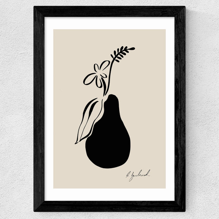 Floral Pear Wide Black Frame