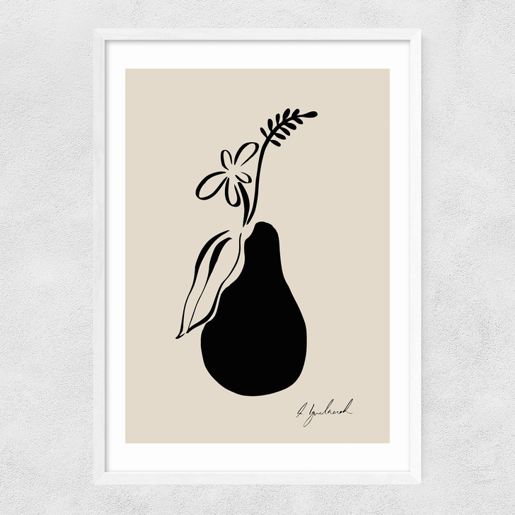 Floral Pear Narrow White Frame