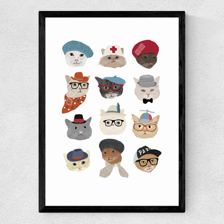 Cats in Hats Medium Black Frame