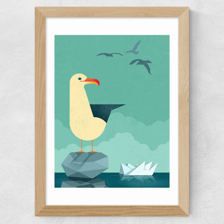 Seagull by Dieter Braun Wide Oak Frame