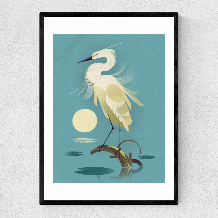 Little Egret by Dieter Braun Narrow Black Frame