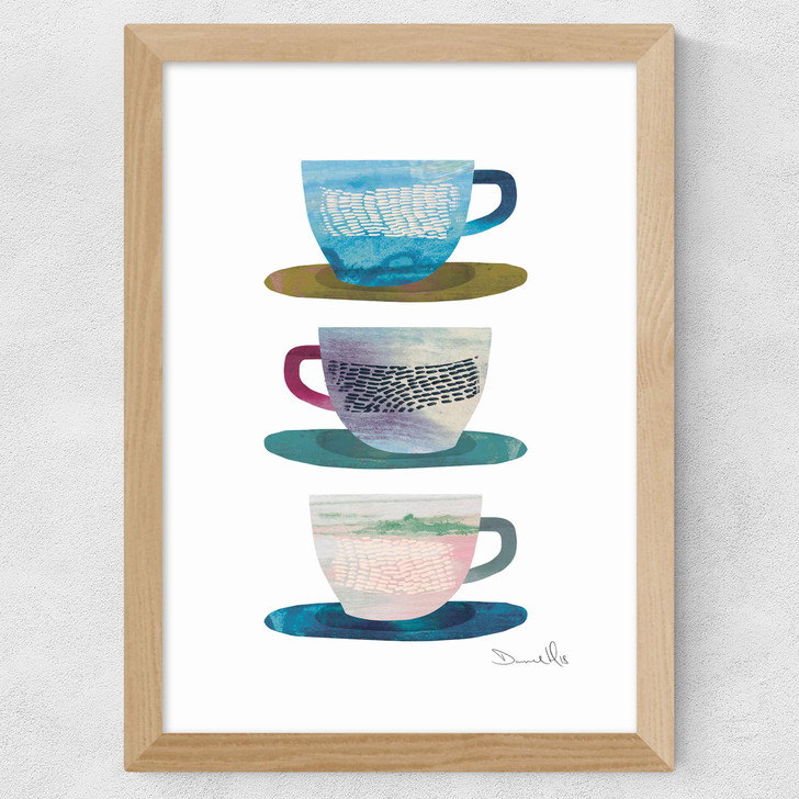 Coffee Cups Wide Oak Frame Coffee Cups Wide Oak Frame