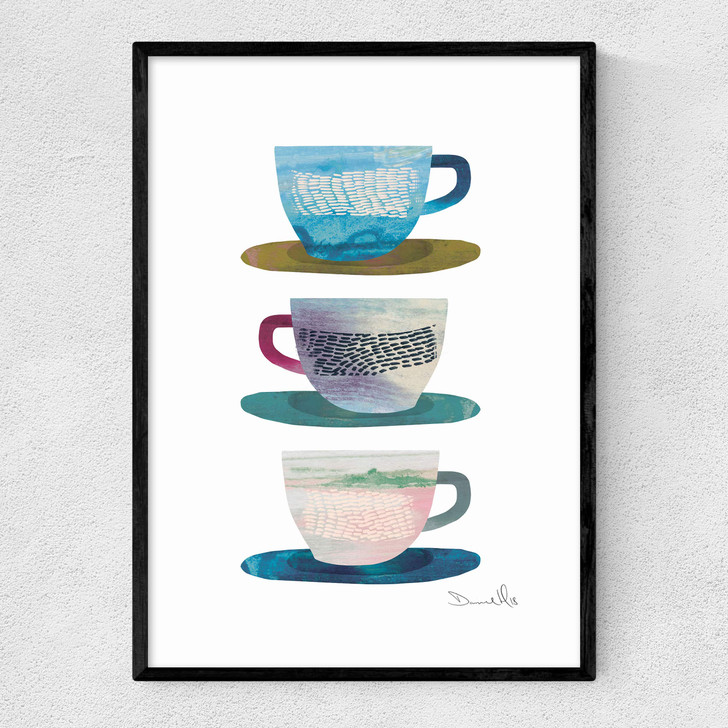Coffee Cups Narrow Black Frame