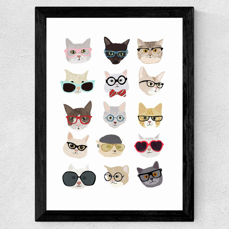 Cats in Glasses Wide Black Frame