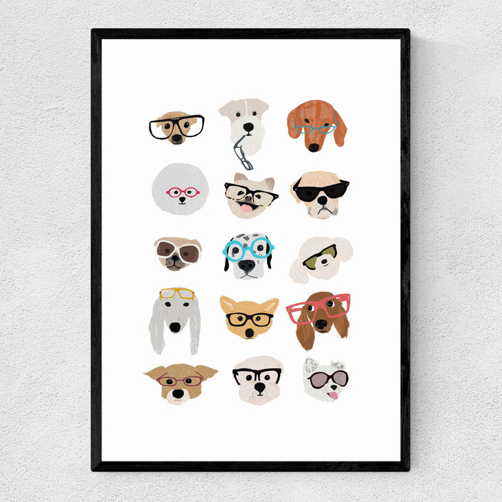 Dogs in Glasses Narrow Black Frame