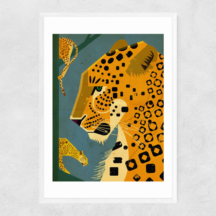 Leopard by Dieter Braun Narrow White Frame