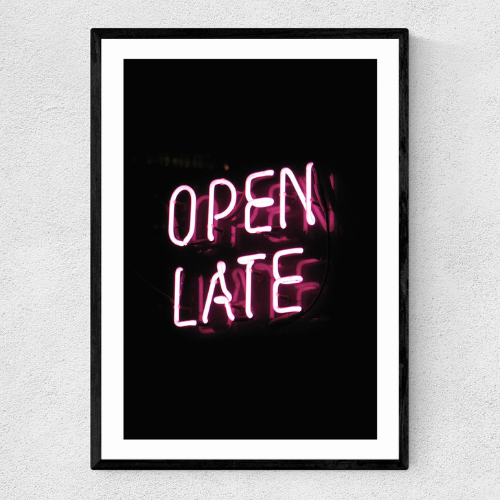Open Late Narrow Black Frame Open Late Narrow Black Frame